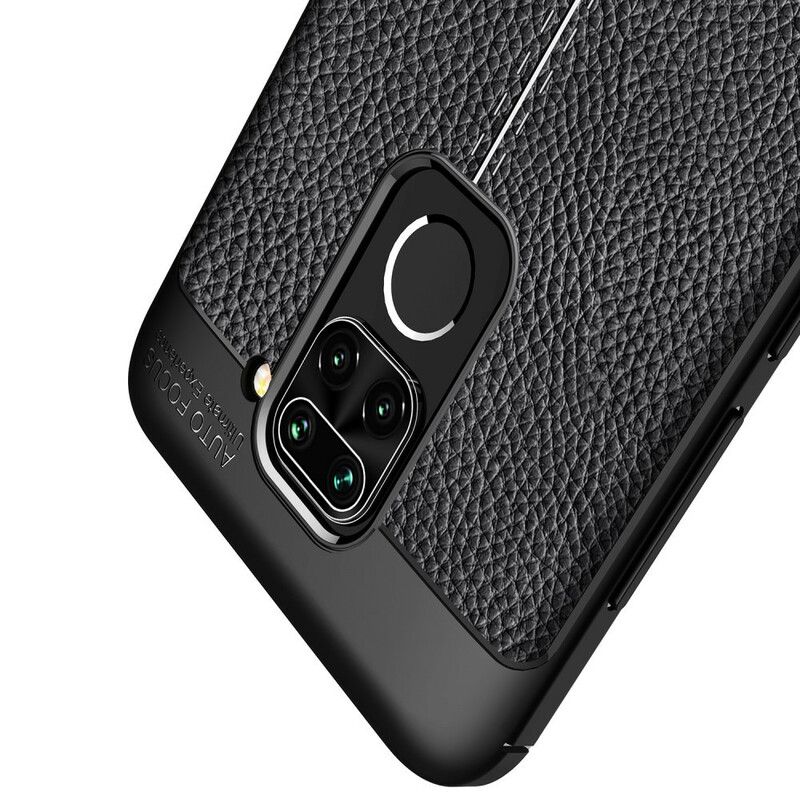 Deksel Til Xiaomi Redmi Note 9 Dobbel Linje Litchi Leather Effect