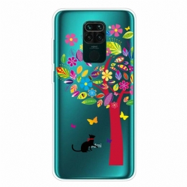 Deksel Til Xiaomi Redmi Note 9 Katt Under Det Fargede Treet