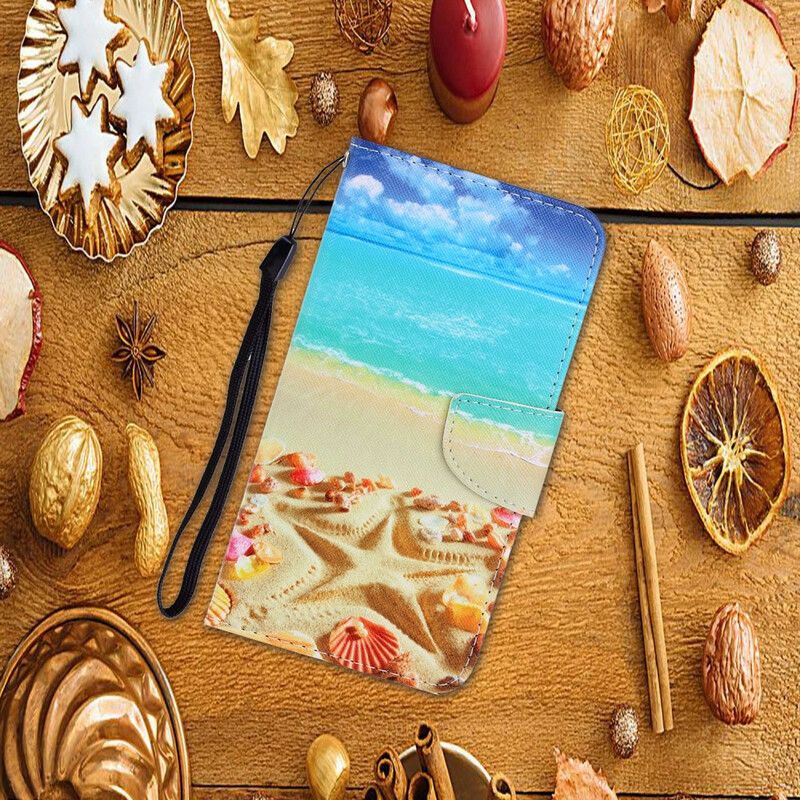 Folio Deksel Til Xiaomi Redmi Note 9 Med Kjede Thong Beach