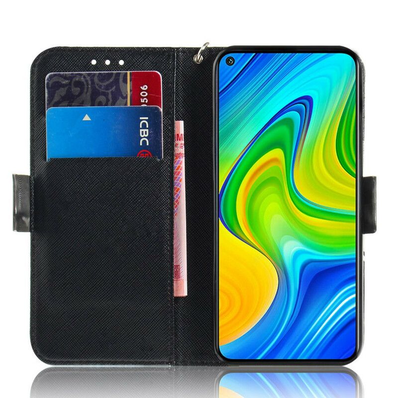 Folio Deksel Til Xiaomi Redmi Note 9 Med Kjede Thong Safari Dyr