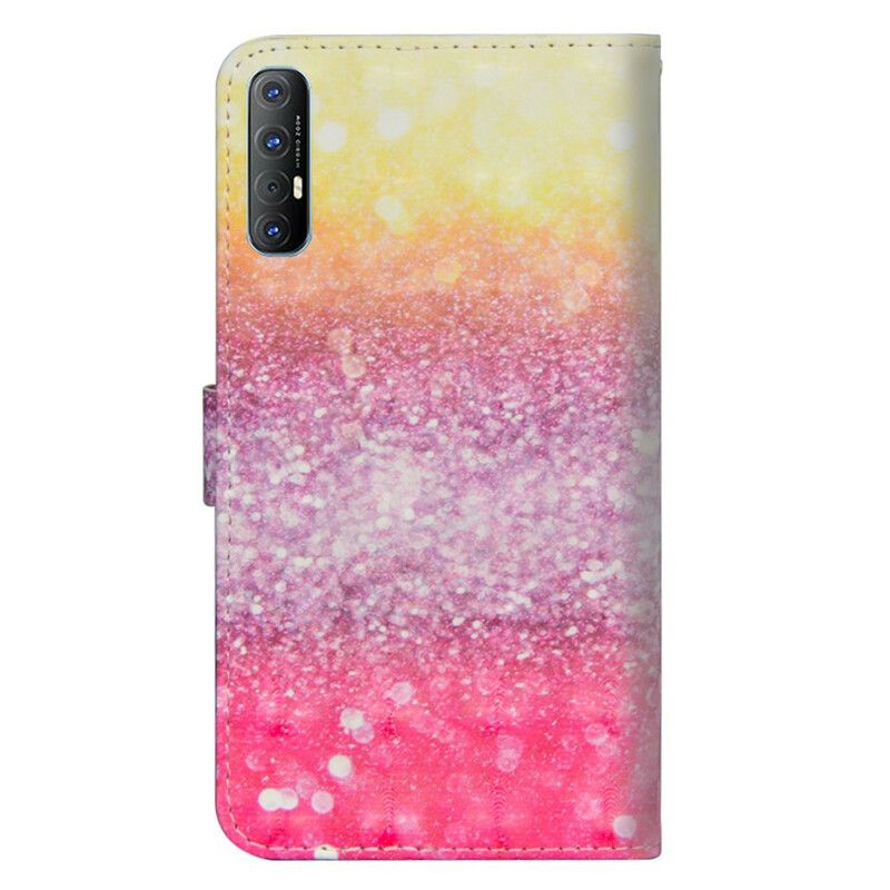 Folio Deksel Til Oppo Find X2 Neo Magenta Glittergradient