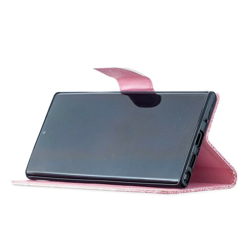 Folio Deksel Til Samsung Galaxy Note 20 Ultra Med Kjede Rosa Marmor Med Avtagbar Stropp