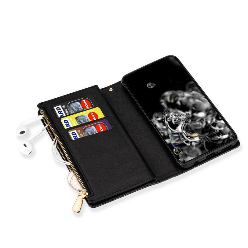 Lærdeksel Til Samsung Galaxy Note 20 Ultra Lommebok Lærdeksel Paljettglidelåslommebok