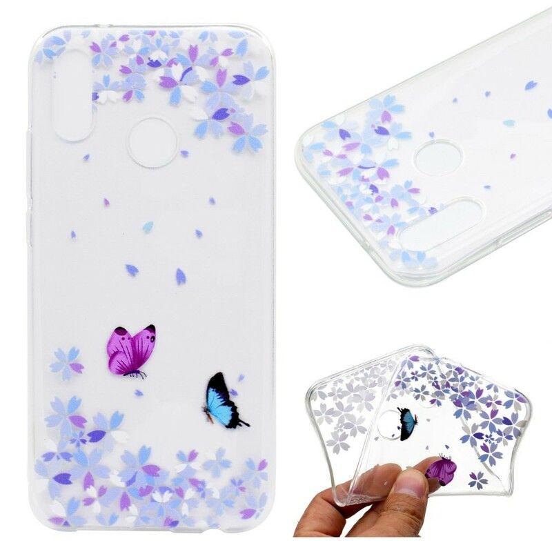 Deksel Til Huawei P20 Lite Transparente Sommerfugler Og Blomster