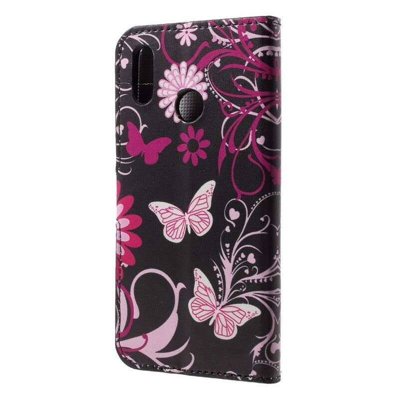 Folio Deksel Til Huawei P20 Lite Sommerfugler Og Blomster