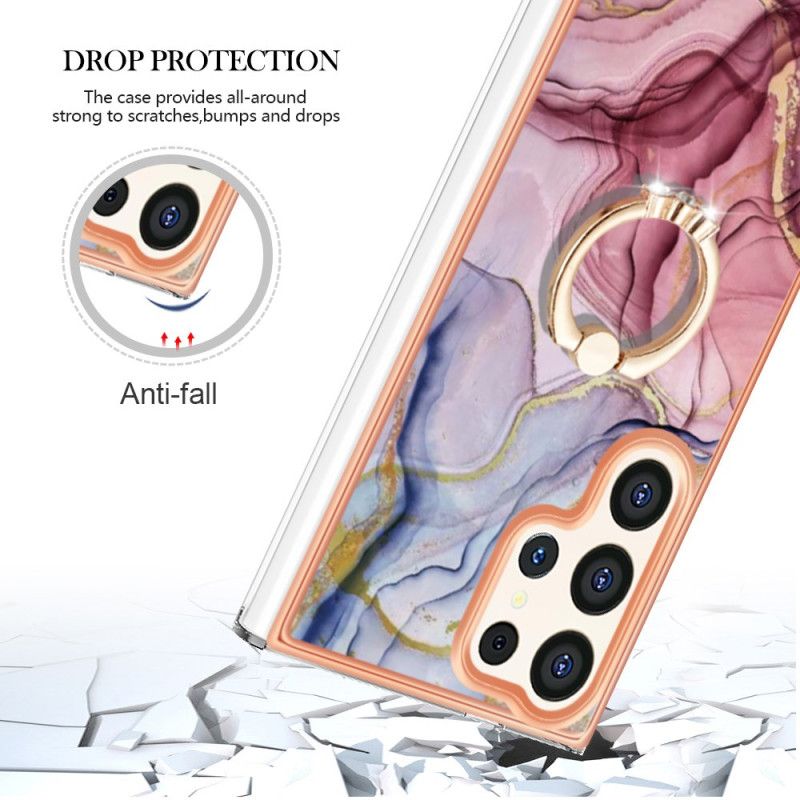 Deksel Samsung Galaxy S24 Ultra 5g Med Støttering I Marmorert Stil
