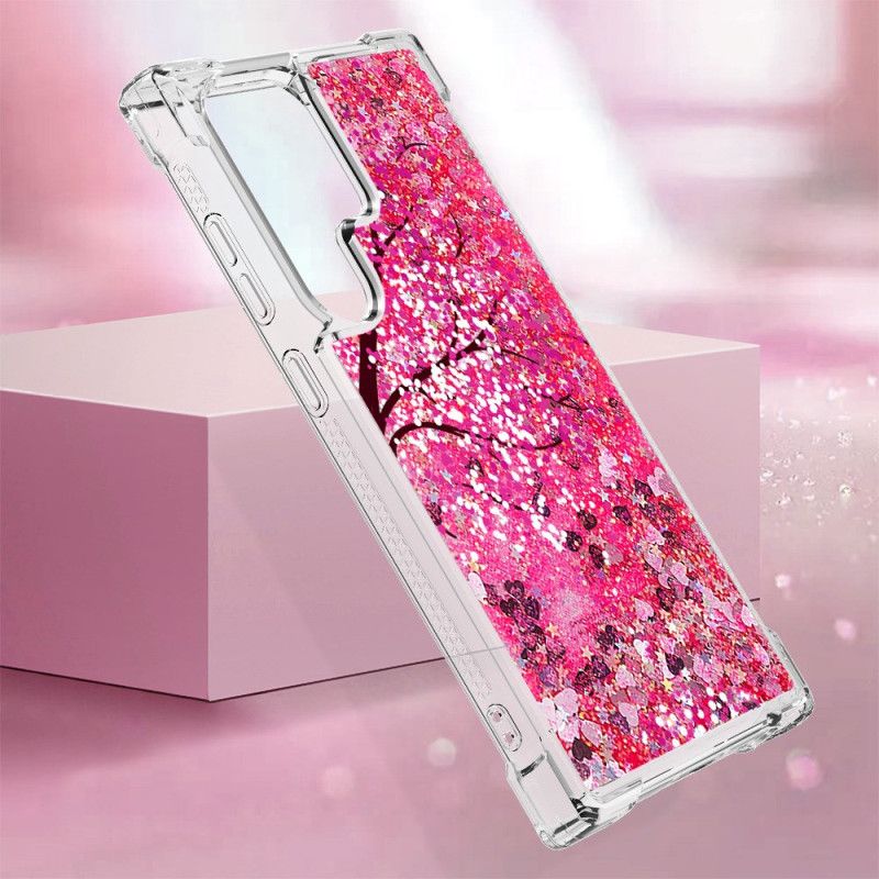 Deksel Samsung Galaxy S24 Ultra 5g Mobildeksel Cherry Blossom Paljetter