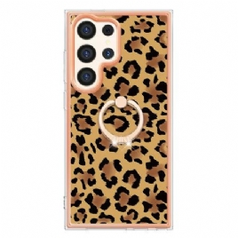 Deksel Samsung Galaxy S24 Ultra 5g Mobildeksel Med Leopard Print Ring Holder