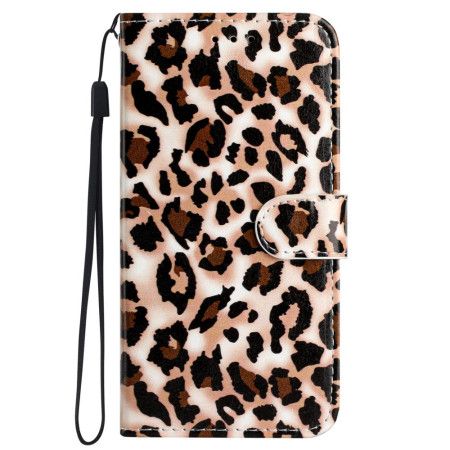 Folio Deksel Samsung Galaxy S24 Ultra 5g Strappy Med Leopardtrykk