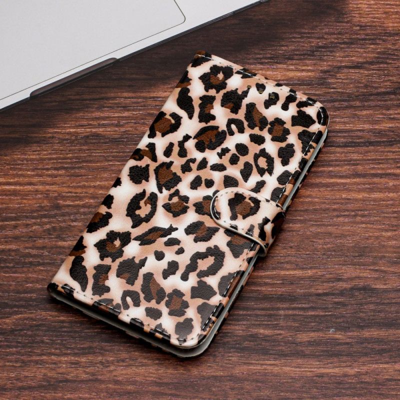 Folio Deksel Samsung Galaxy S24 Ultra 5g Strappy Med Leopardtrykk