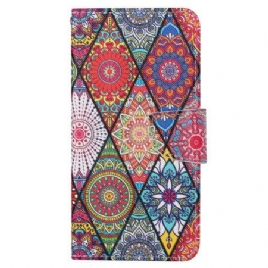 Folio Deksel Til Samsung Galaxy S24 Ultra 5g Patchwork Med Stropp