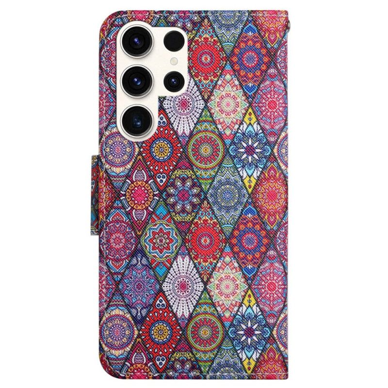 Lærdeksel Folio Deksel Samsung Galaxy S24 Ultra 5g Nøkkelbånd Kaleidoskop