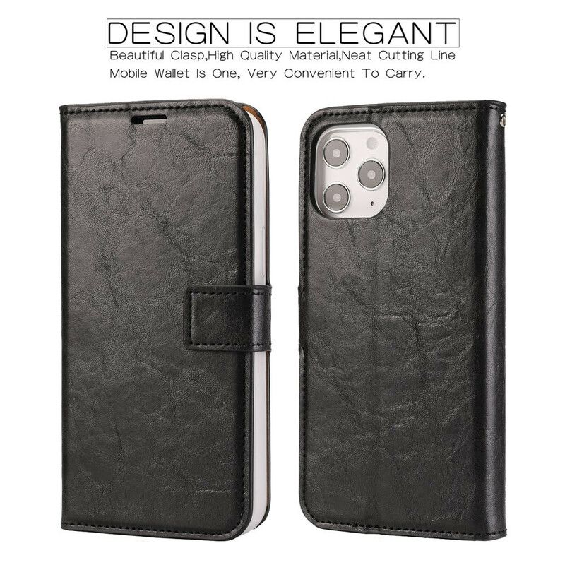 Deksel Folio Deksel Til iPhone 12 Pro Max Avtakbar Distressed Skinnstil