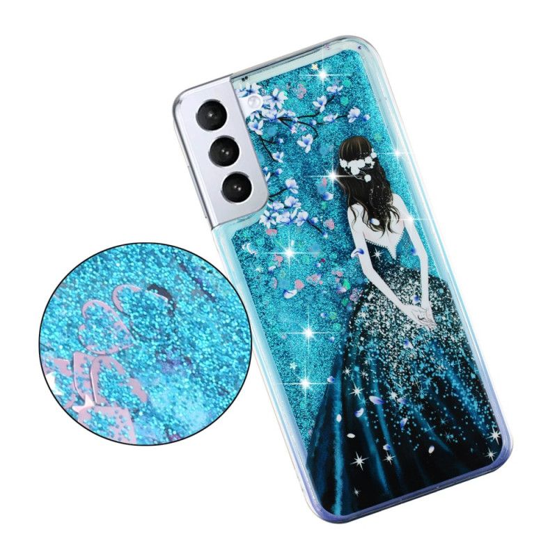 Deksel Samsung Galaxy S24 Plus 5g Mobildeksel Blue Girl Glitter Liquid