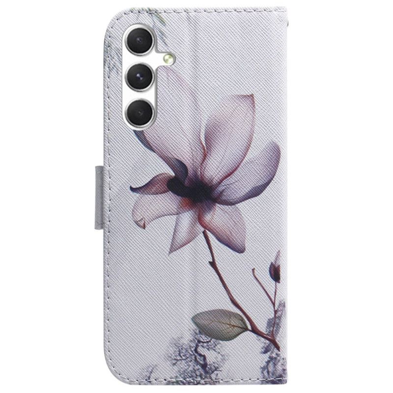 Folio Deksel Samsung Galaxy S24 Plus 5g Rosa Blomst Beskyttelse Deksel