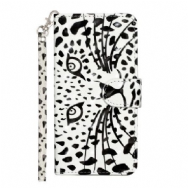 Folio Deksel Til Samsung Galaxy S24 Plus 5g Leopardhode Med Stropp