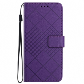 Lærdeksel Folio Deksel Samsung Galaxy S24 Plus 5g Mobildeksel Strappy Diamonds