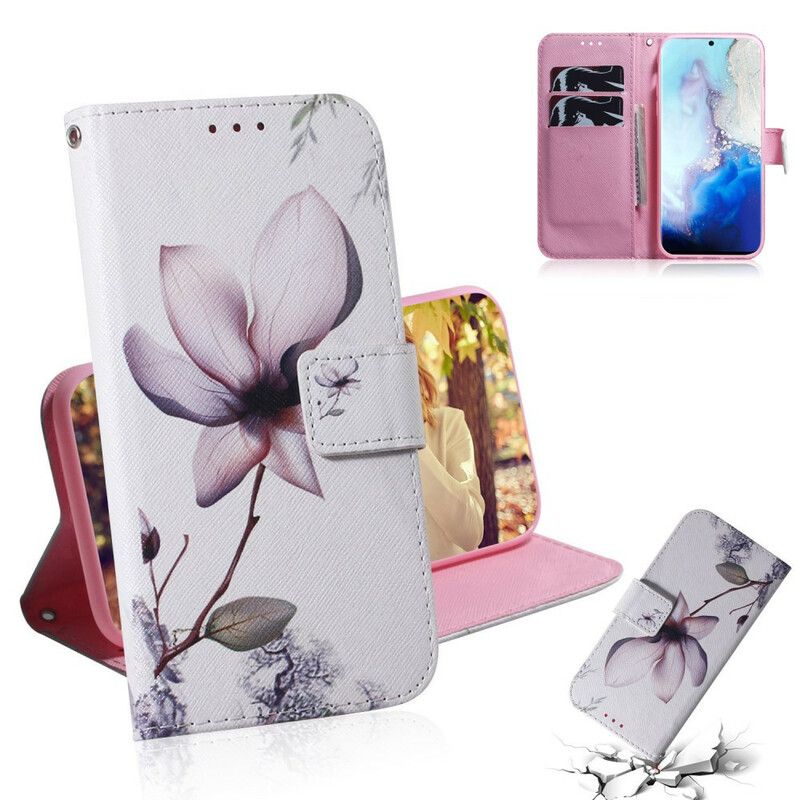 Folio Deksel Til Samsung Galaxy S20 Gammel Roseblomst