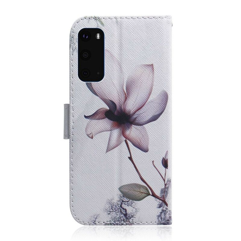 Folio Deksel Til Samsung Galaxy S20 Gammel Roseblomst