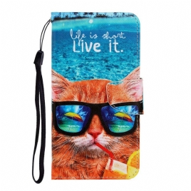 Folio Deksel Til Samsung Galaxy S20 Med Kjede Cat Live It Strappy