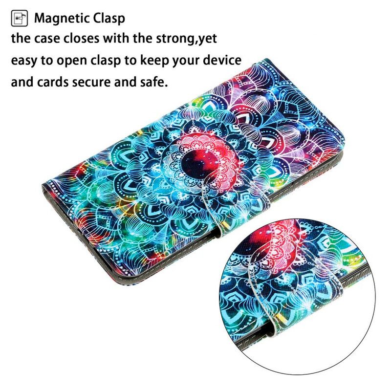 Folio Deksel Til Samsung Galaxy S20 Med Kjede Flashy Strappy Mandala