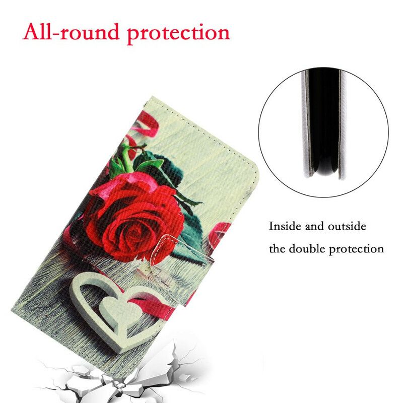 Folio Deksel Til Samsung Galaxy S20 Med Kjede Romantisk Strappy Rose
