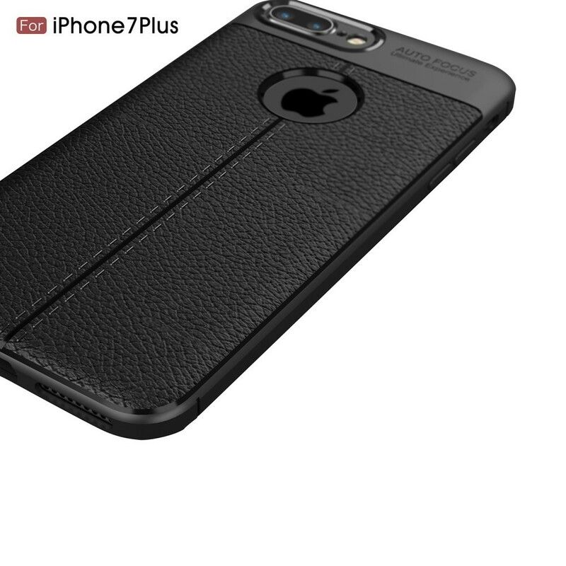 Deksel Til iPhone 8 Plus / 7 Plus Dobbel Linje Litchi Leather Effect