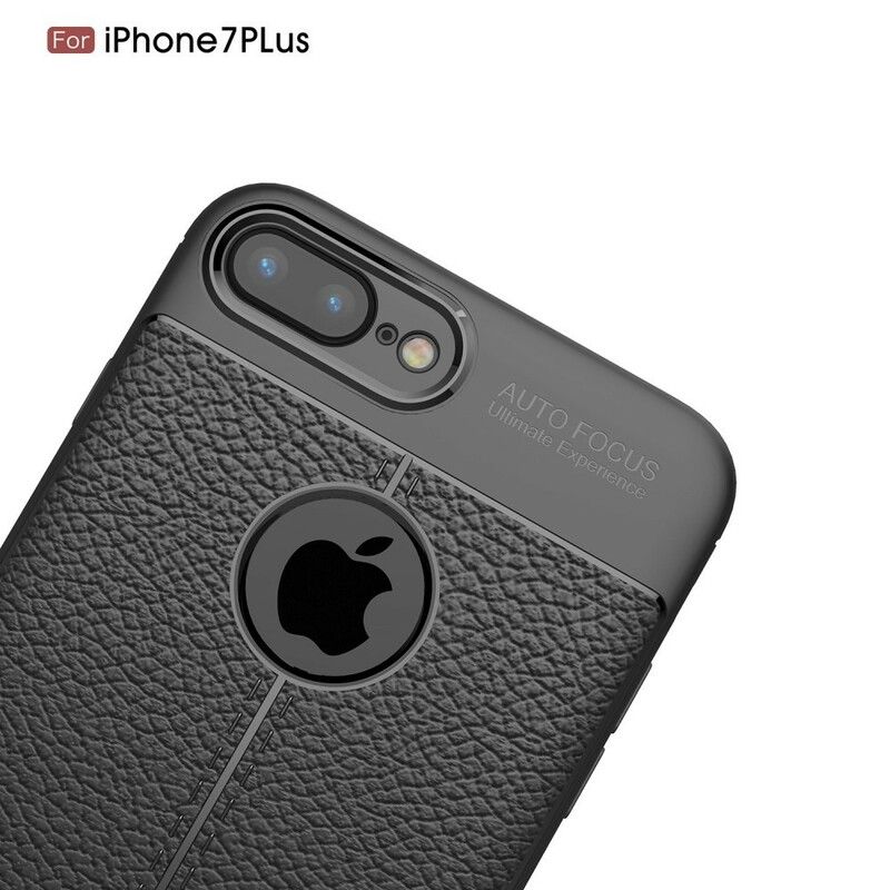 Deksel Til iPhone 8 Plus / 7 Plus Dobbel Linje Litchi Leather Effect