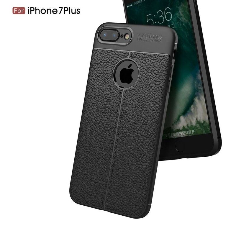 Deksel Til iPhone 8 Plus / 7 Plus Dobbel Linje Litchi Leather Effect