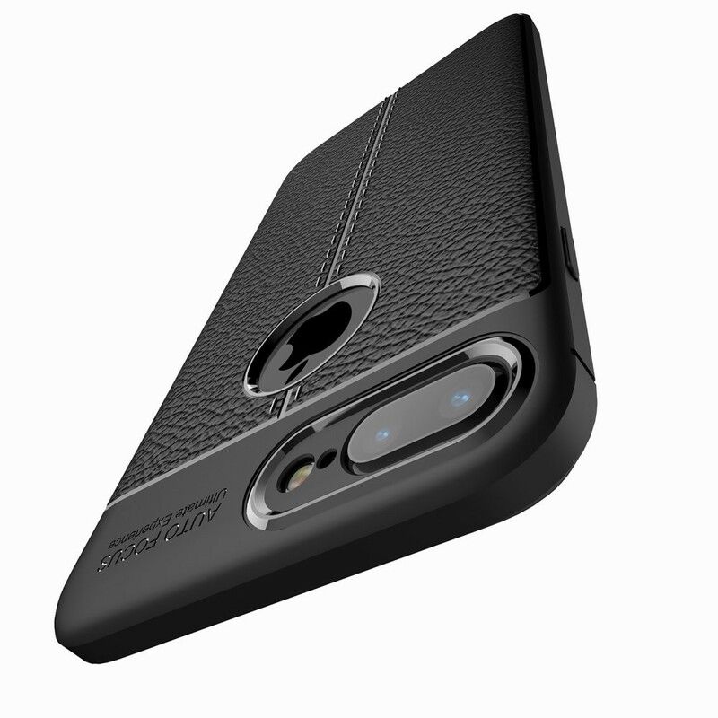 Deksel Til iPhone 8 Plus / 7 Plus Dobbel Linje Litchi Leather Effect