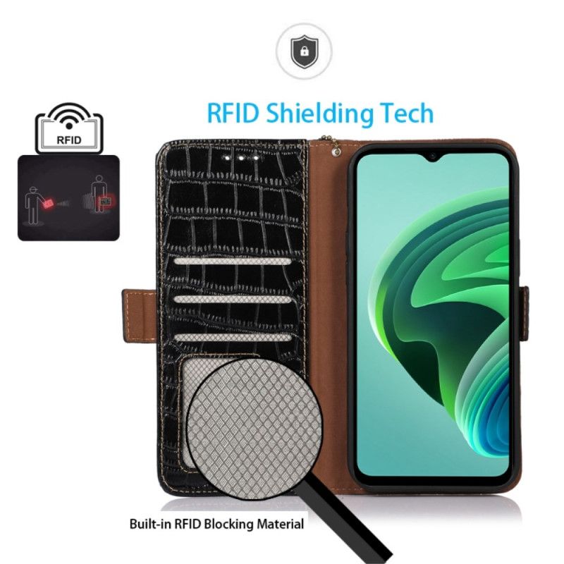 Folio Deksel Xiaomi Redmi Note 13 Pro 4g Crocodile Design Rfid Blocking Technology