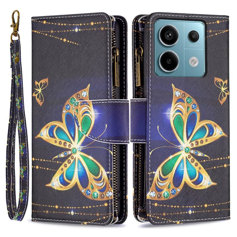 Folio Deksel Xiaomi Redmi Note 13 Pro 4g Strass Sommerfugllommebok Med Stropp