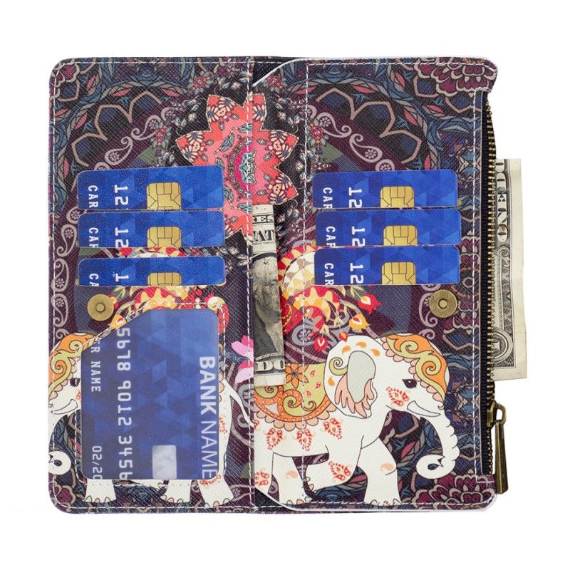 Lærdeksel Folio Deksel Xiaomi Redmi Note 13 Pro 4g Mobildeksel Tribal Elephant Lommebok Med Stropp