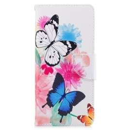 Folio Deksel Til Samsung Galaxy Note 8 Malede Sommerfugler Og Blomster