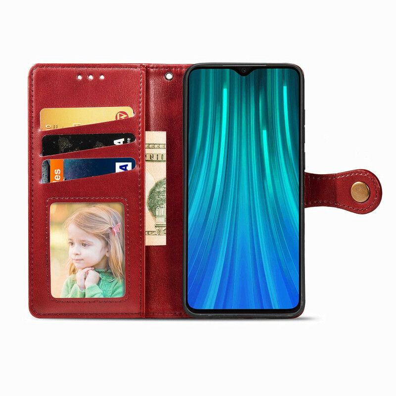 Folio Deksel Til Xiaomi Redmi Note 8 Pro Imitert Skinn Og Vintage Lås