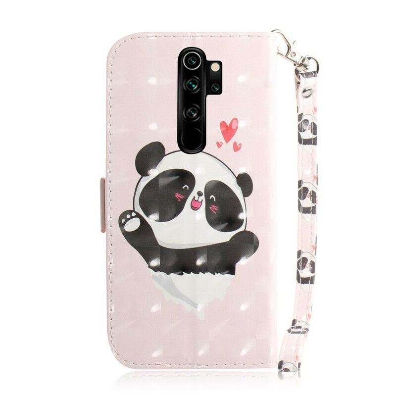 Folio Deksel Til Xiaomi Redmi Note 8 Pro Med Kjede Panda Love Strap