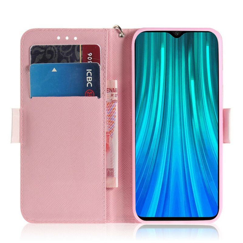 Folio Deksel Til Xiaomi Redmi Note 8 Pro Med Kjede Panda Love Strap