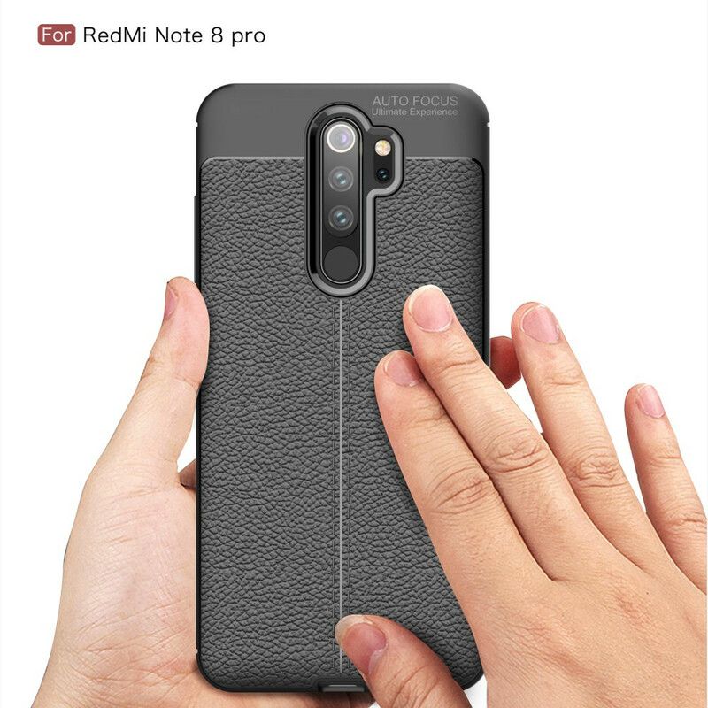 Mobildeksel Til Xiaomi Redmi Note 8 Pro Dobbel Linje Litchi Leather Effect