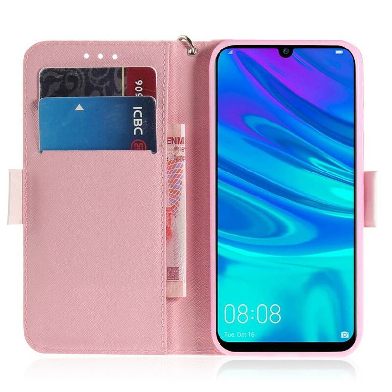 Folio Deksel Til Huawei P Smart 2019 / Honor 10 Lite Med Kjede Thong Blomstertre