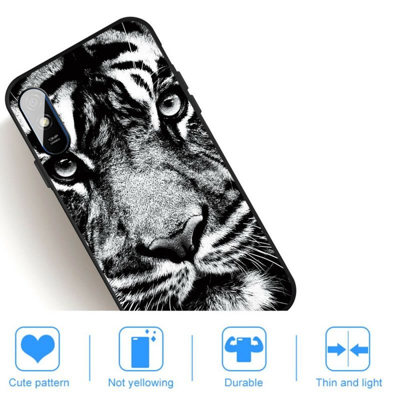 Deksel Til Xiaomi Redmi 9A Svart Og Hvit Tiger