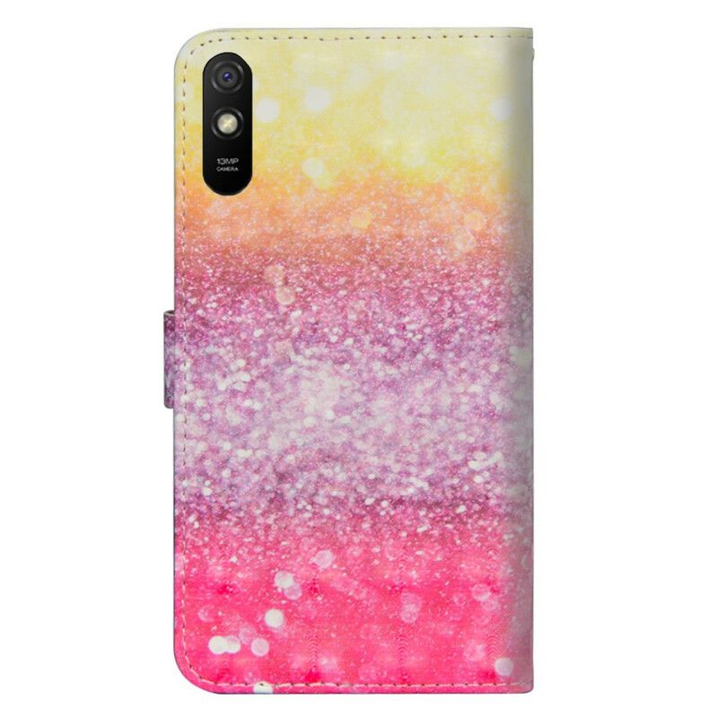 Folio Deksel Til Xiaomi Redmi 9A Magenta Glittergradient