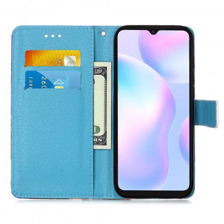 Folio Deksel Til Xiaomi Redmi 9A Med Kjede Elsker Sommerfugler Strappy