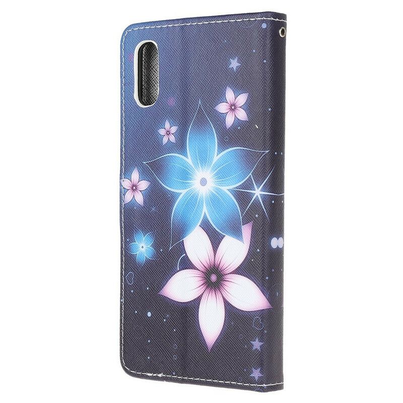 Folio Deksel Til Xiaomi Redmi 9A Med Kjede Lunar Strap Blomster