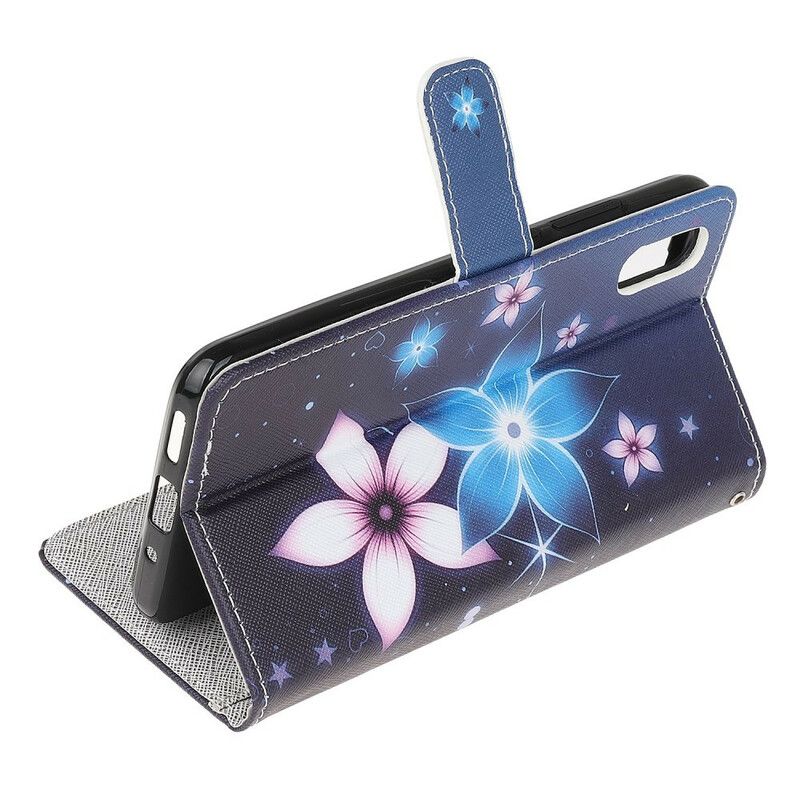 Folio Deksel Til Xiaomi Redmi 9A Med Kjede Lunar Strap Blomster