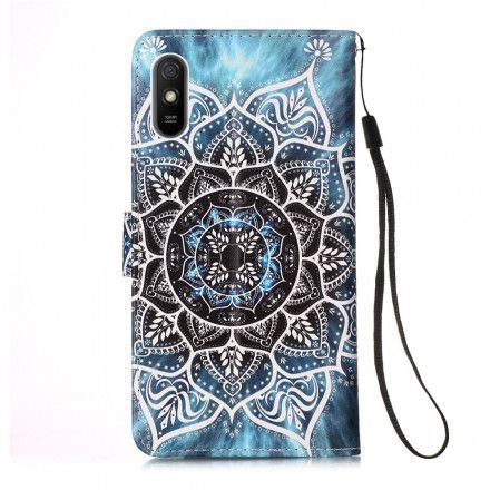 Folio Deksel Til Xiaomi Redmi 9A Med Kjede Svart Strappy Mandala