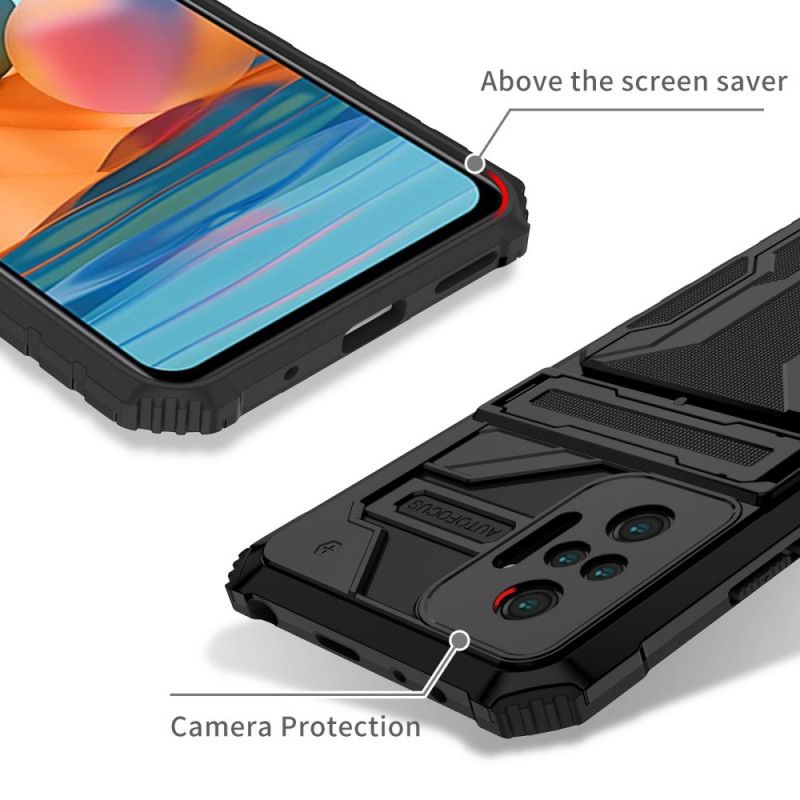 Deksel Til Xiaomi Redmi Note 10 Pro Glidelåskortholder Og Stativ
