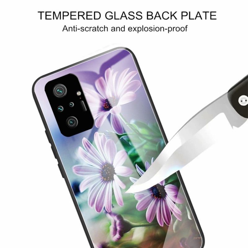 Deksel Til Xiaomi Redmi Note 10 Pro Realistiske Blomster Herdet Glass