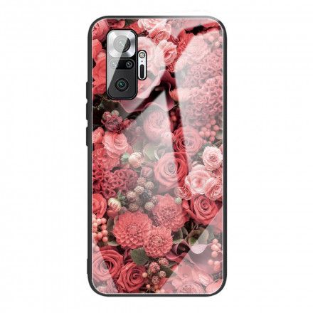 Deksel Til Xiaomi Redmi Note 10 Pro Rosa Blomster Av Herdet Glass