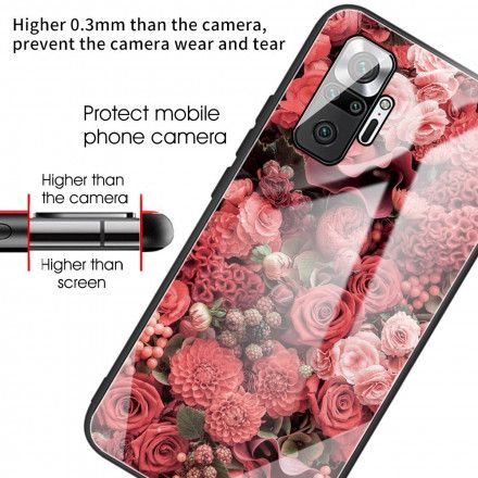 Deksel Til Xiaomi Redmi Note 10 Pro Rosa Blomster Av Herdet Glass