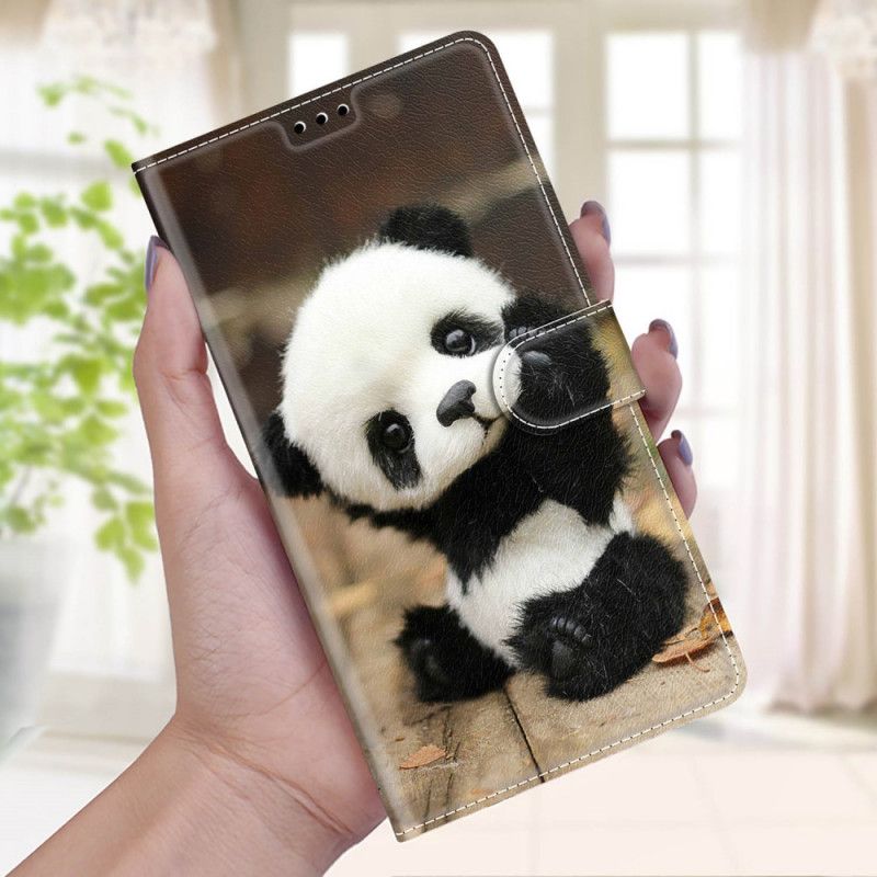 Folio Deksel Til Xiaomi Redmi Note 10 Pro Med Kjede Lille Panda Med Stropp